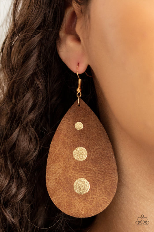 Paparazzi - Rustic Torrent - Gold Earrings  #0674