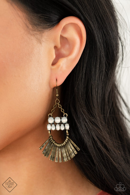 Paparazzi Accessories - A FLARE For Fierceness - Brass Earrings #0755