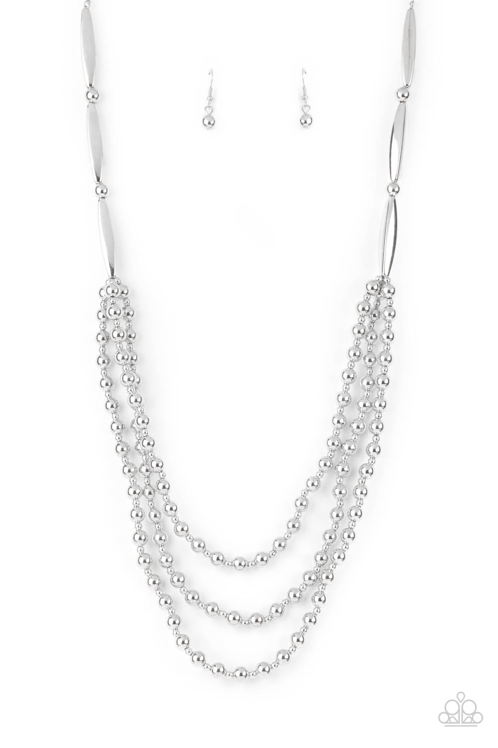 Paparazzi Accessories - Beaded Beacon - Silver Necklace #0127