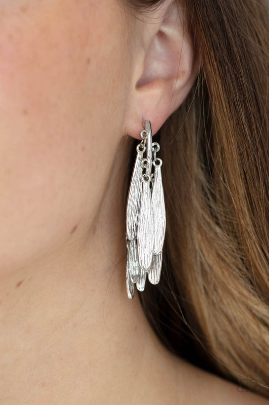 Paparazzi - Pursuing The Plumes - Silver Earrings #0745