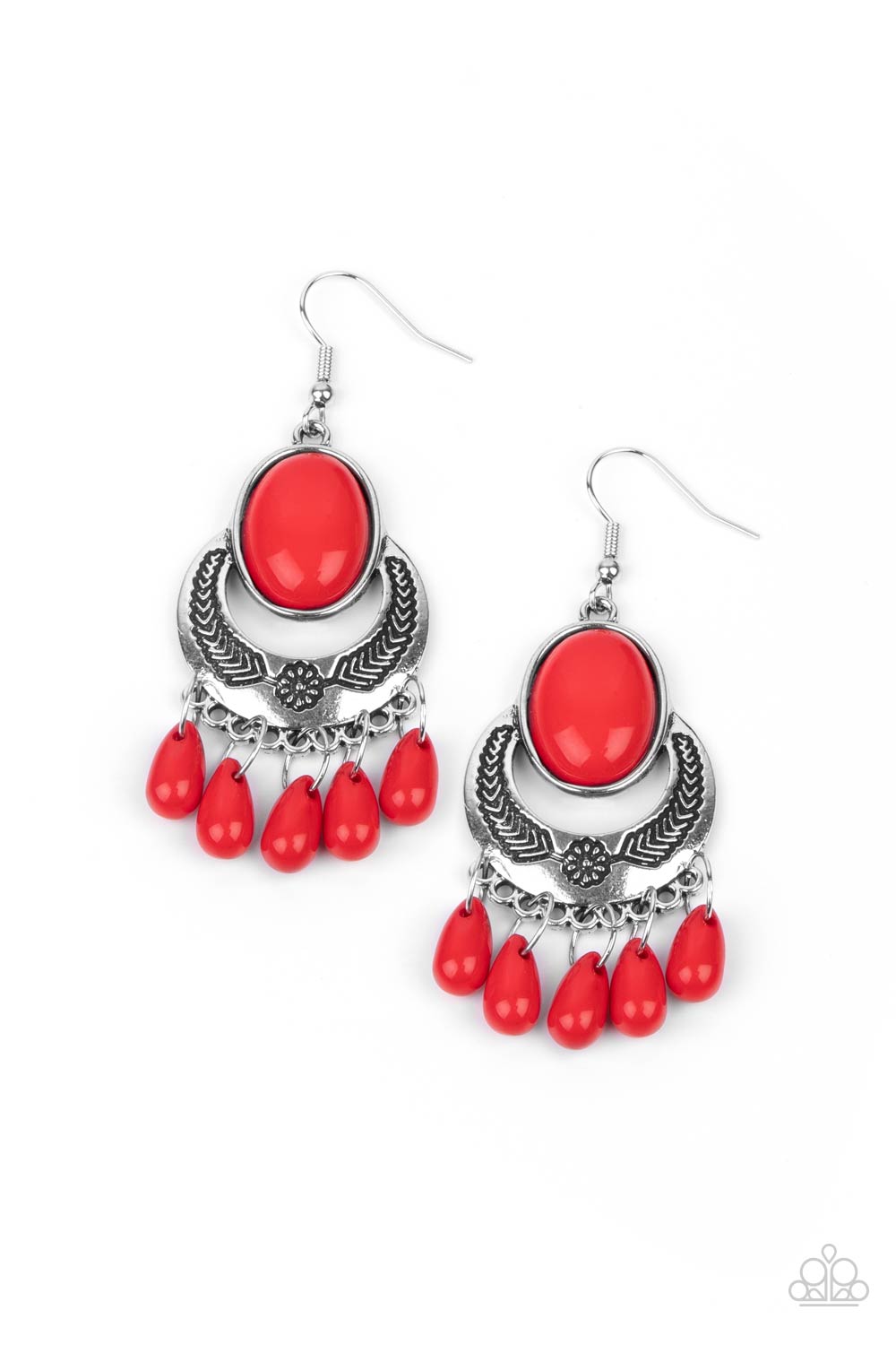 Paparazzi - Prairie Flirt - Red Earrings  #1822