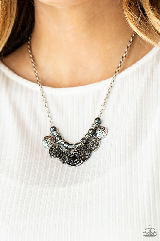 Paparazzi - To Coin A Phrase - Black Necklace  #0408