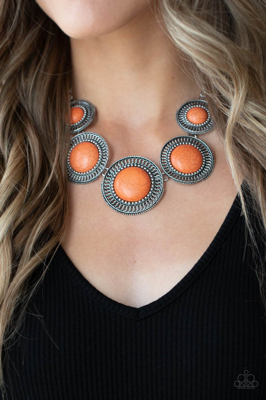 Paparazzi - She Went West - Orange Necklace #0026