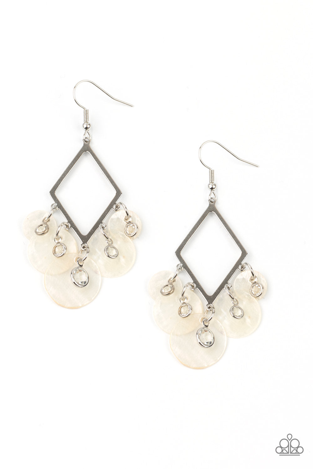 Paparazzi - Pomp And Circumstance - White Earrings  #0950