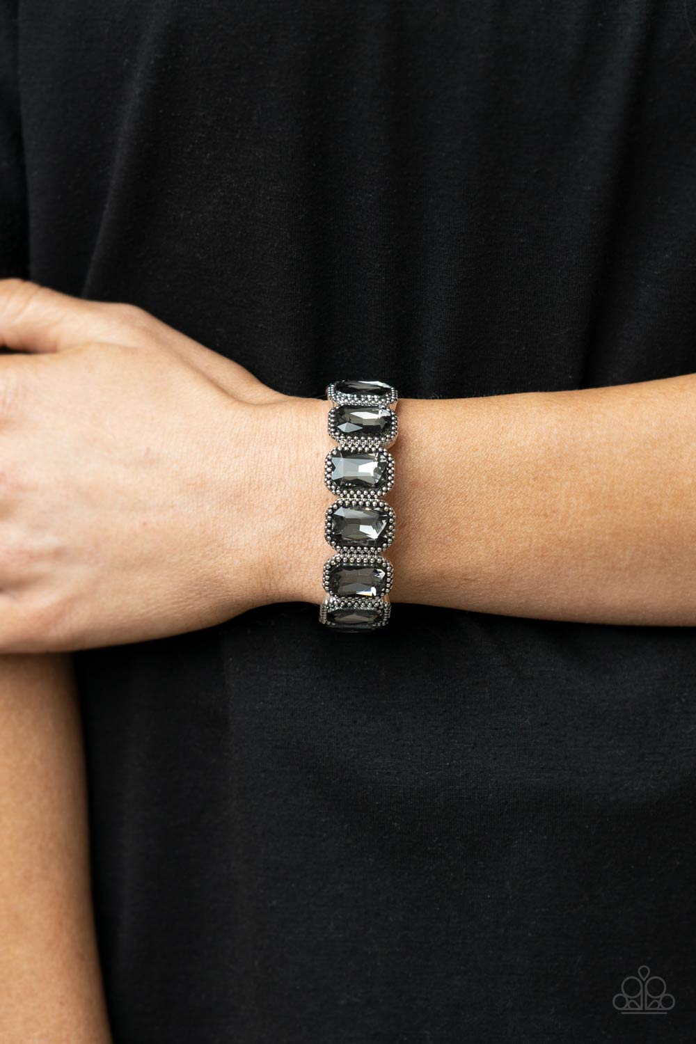 Paparazzi - Studded Smolder - Silver Bracelet #B69