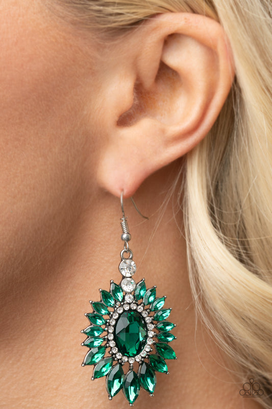 Paparazzi - Big Time Twinkle - Green Earrings #0797