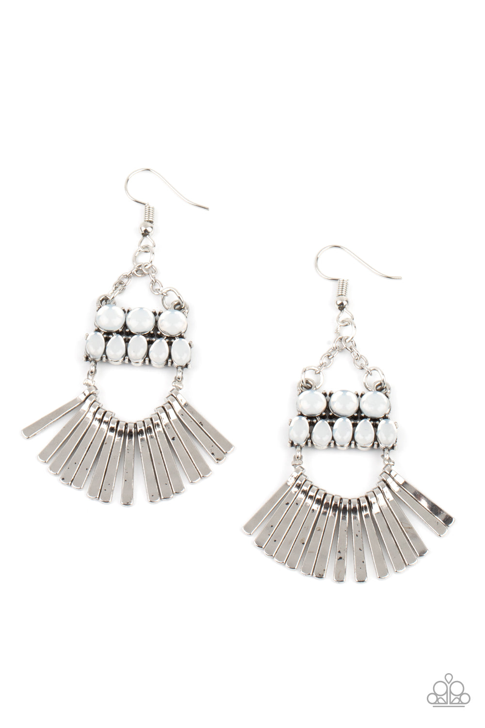 Paparazzi Accessories - A FLARE For Fierceness - White Earrings #0756