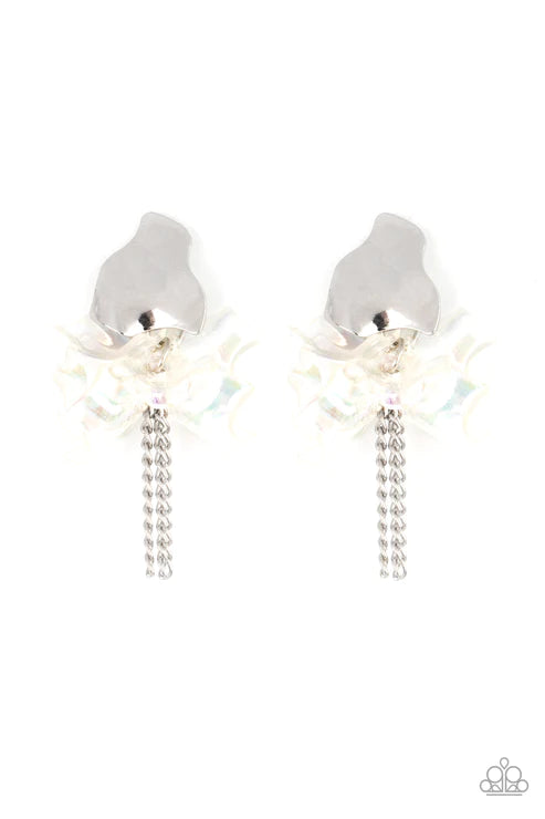 Paparazzi - Harmonically Holographic - White Earrings O/D #022