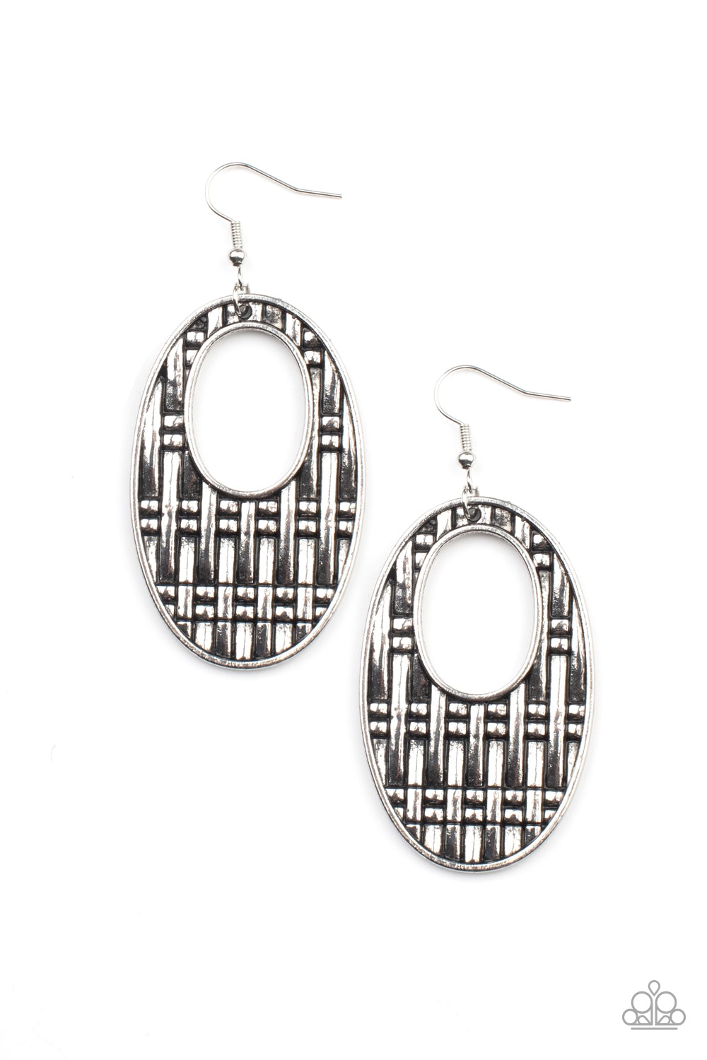 Paparazzi Accessories - Engraved Edge - Silver Earrings  #0751