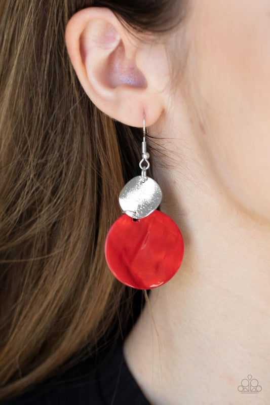 Paparazzi - Opulently Oasis- Red - Red Earrings  #0693