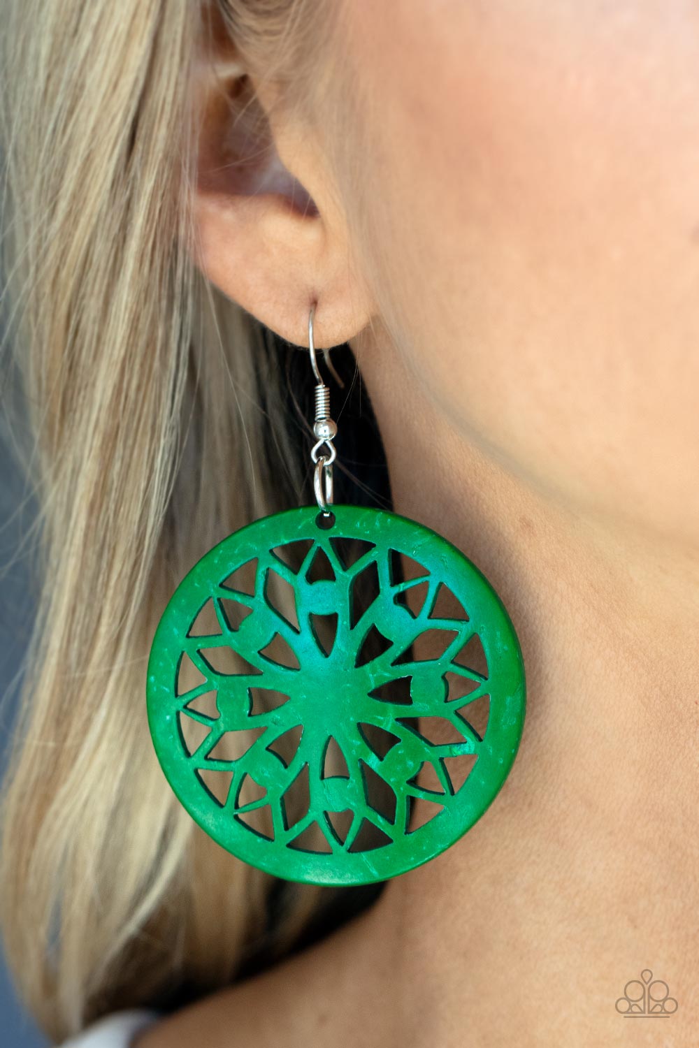 Paparazzi - Ocean Canopy - Green Earrings  #1879