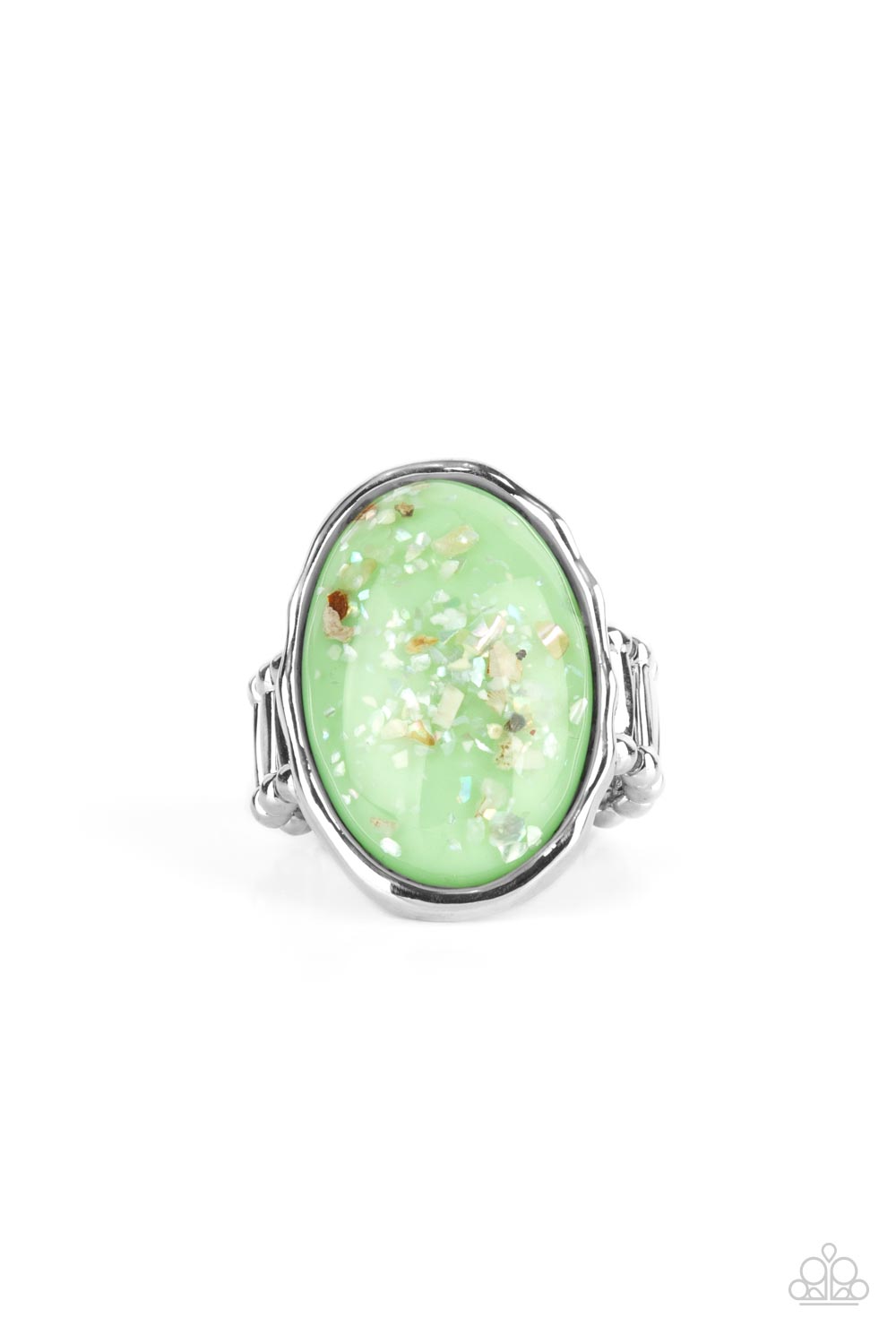 Paparazzi - Glittery With Envy - Green Ring #R012