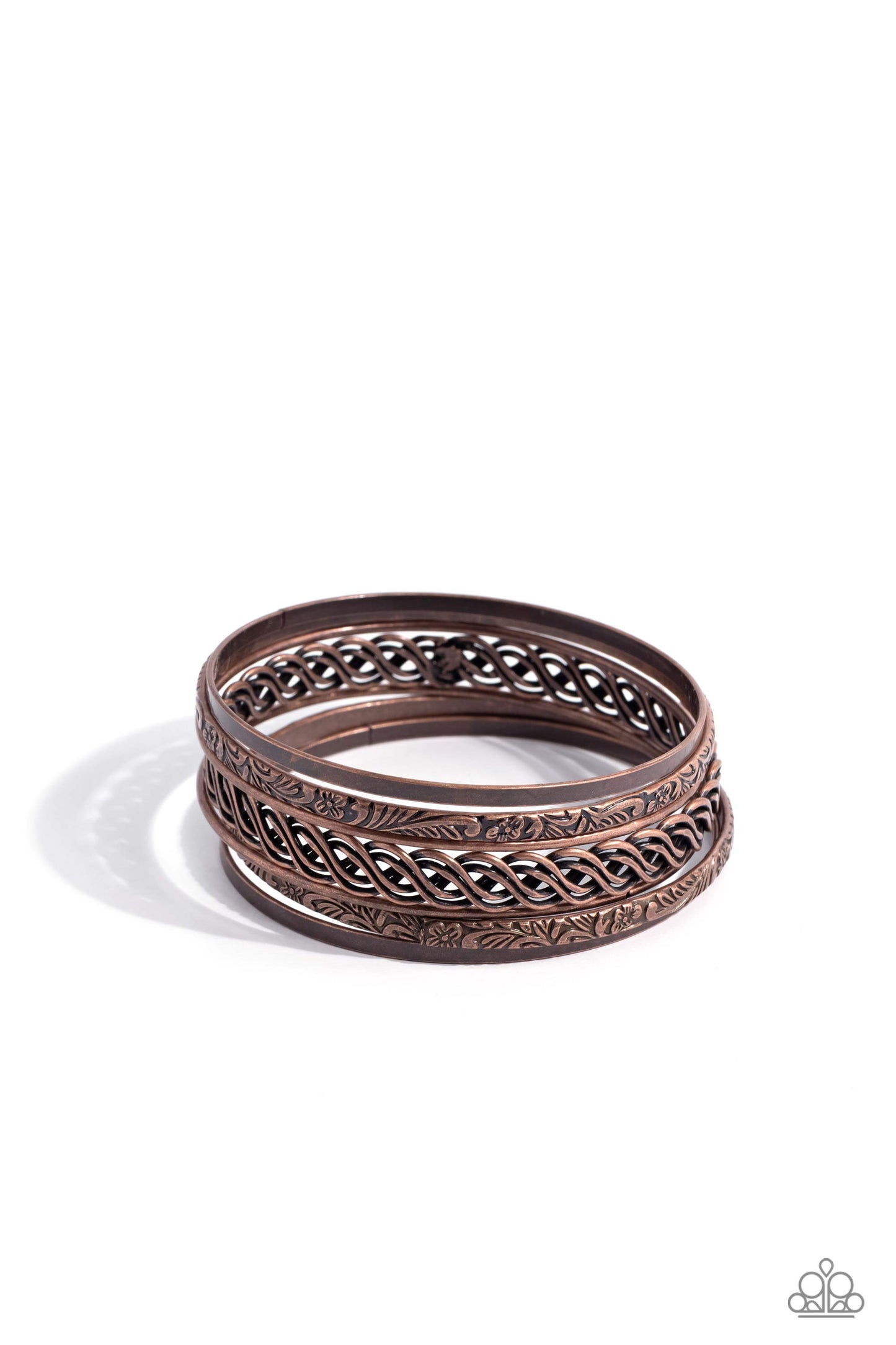 Paparazzi - Stockpiled Shimmer - Copper Bracelets  #1193