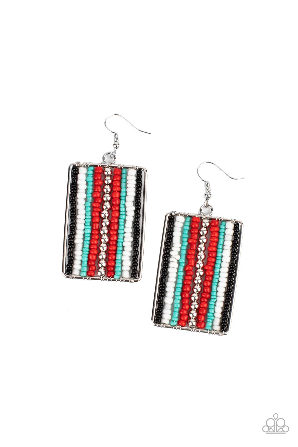 Paparazzi - Beadwork Wonder - Red Earrings  #1815