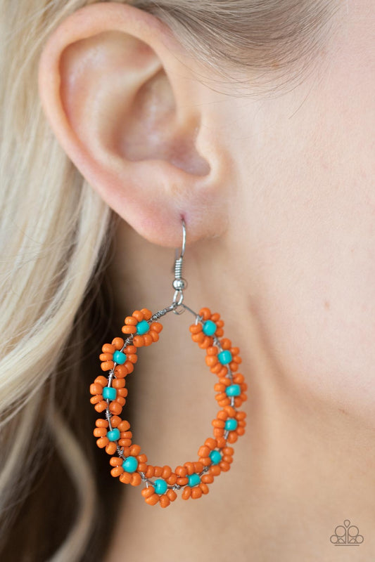 Paparazzi - Festively Flower Child - Orange Earrings   #0629