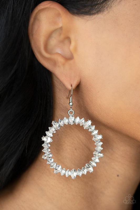 Paparazzi - Glowing Reviews - White Earrings #0860