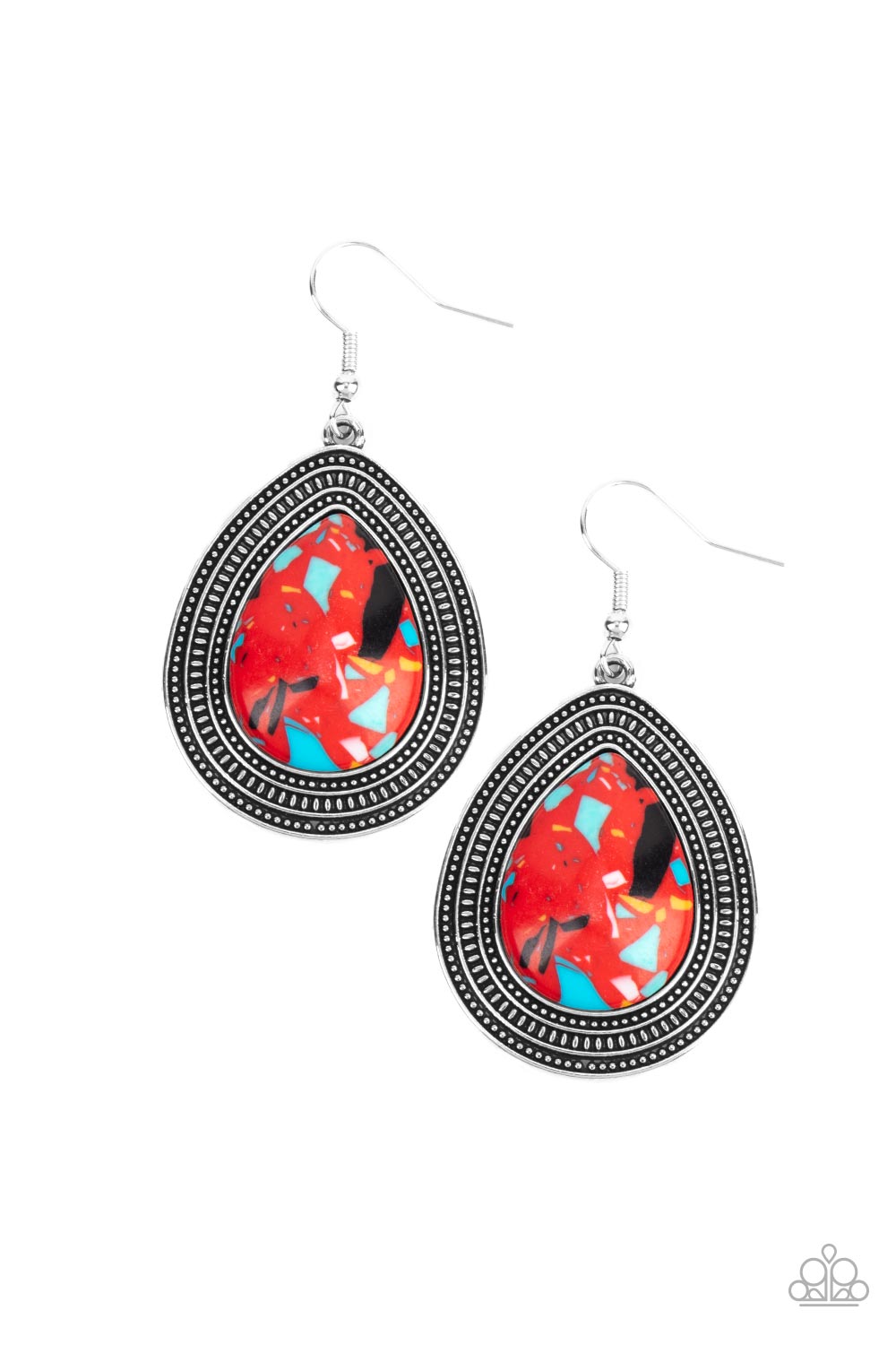 Paparazzi - Terrazzo Tundra - Red Earrings #1897