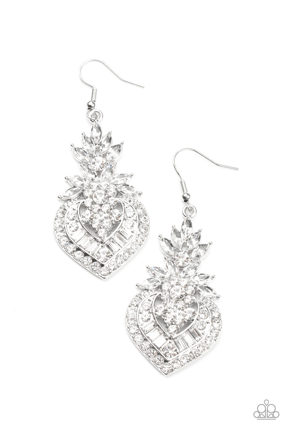 Paparazzi - Royal Hustle - White Earrings #0833