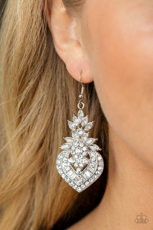 Paparazzi - Royal Hustle - White Earrings #0833