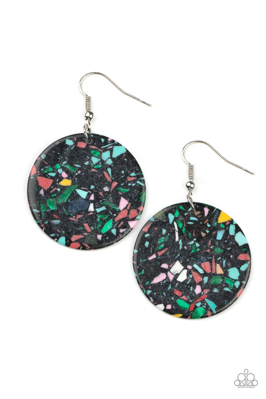 Paparazzi - Tenaciously Terrazzo - Black Earrings  #1745