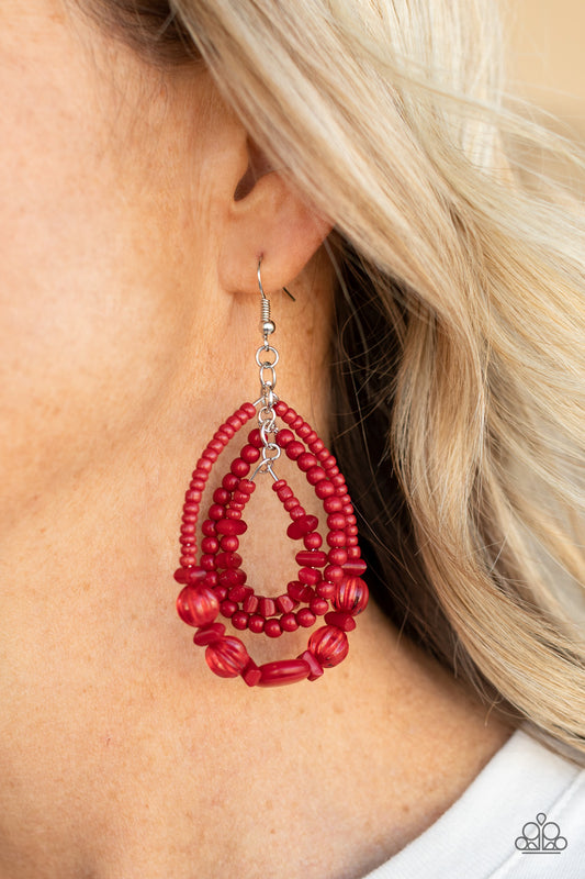 Paparazzi - Prana Party - Red Earrings #0820