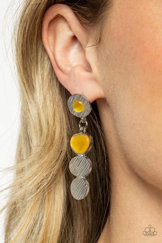 Paparazzi - Asymmetrical Appeal - Yellow Earrings   #1838