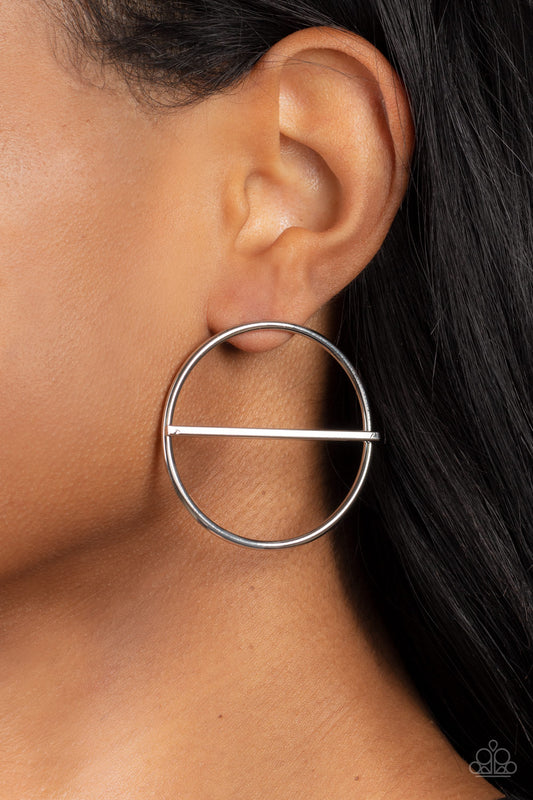 Paparazzi - Dynamic Diameter - Silver Earrings  #2084