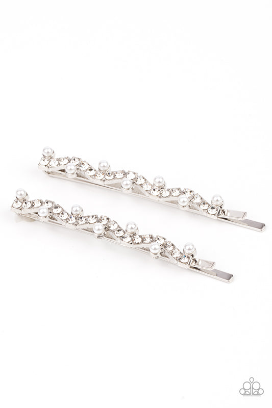 Paparazzi - Ballroom Banquet - White Hair Pins