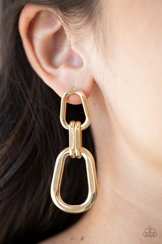 Paparazzi - Harmonic Hardware - Gold Earrings  #1909