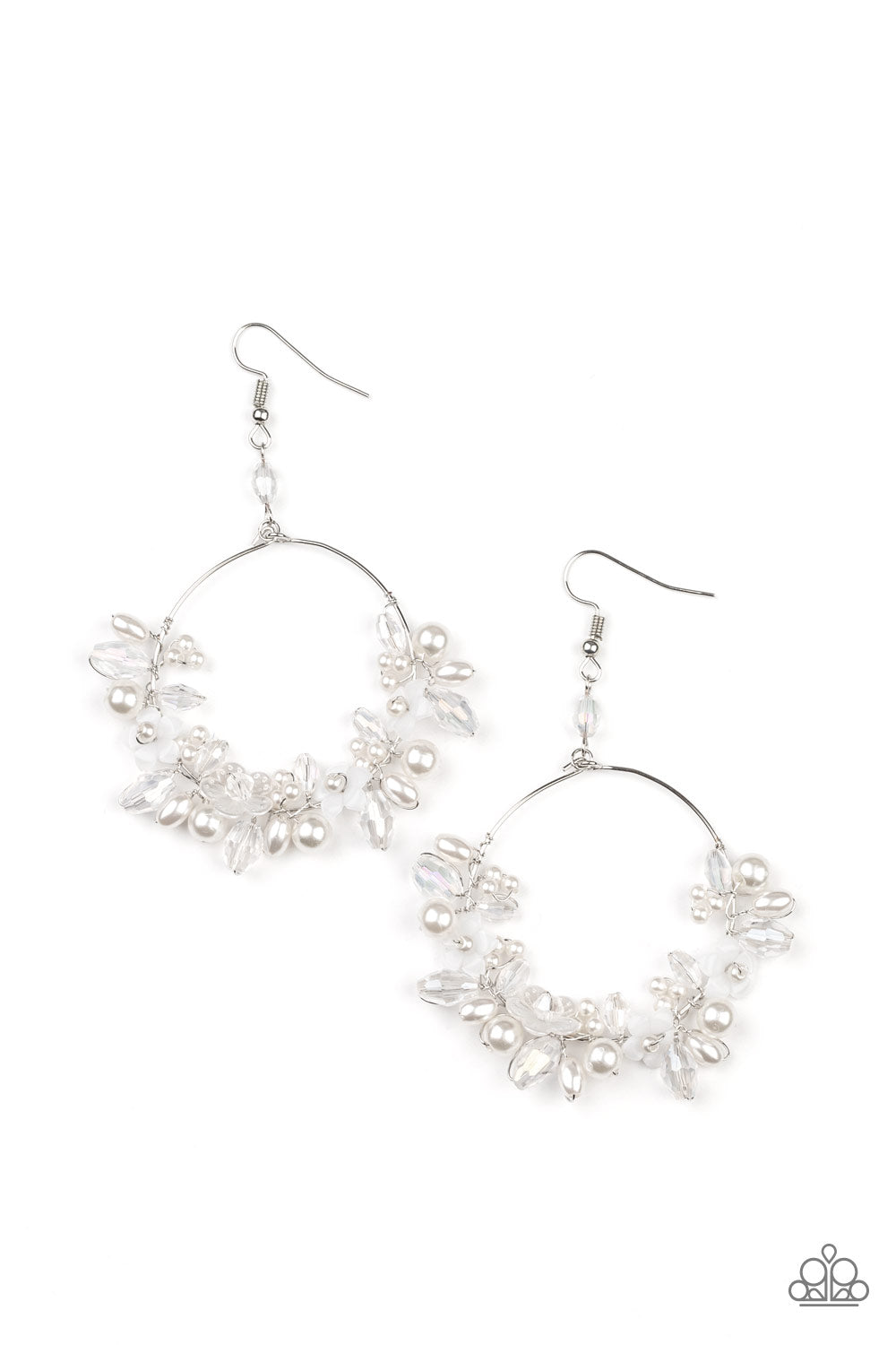 Paparazzi - Floating Gardens - White Earrings  #0835