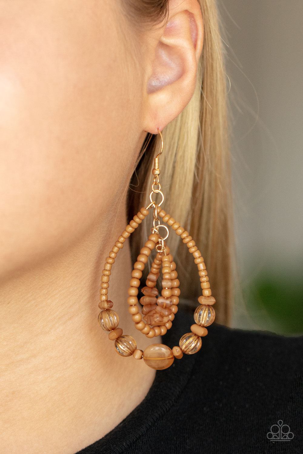 Paparazzi - Prana Party - Brown Earrings #0814