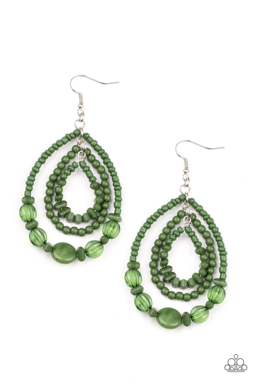 Paparazzi Accessories - Prana Party - Green Earrings #0727