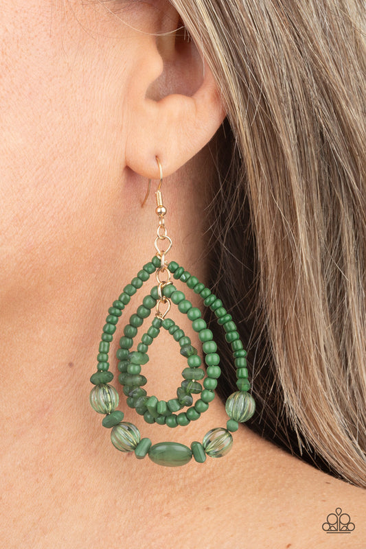 Paparazzi Accessories - Prana Party - Green Earrings #0727