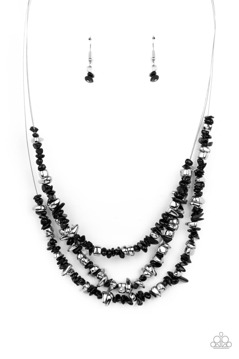 Paparazzi - Placid Pebbles - Black Necklace  #1458