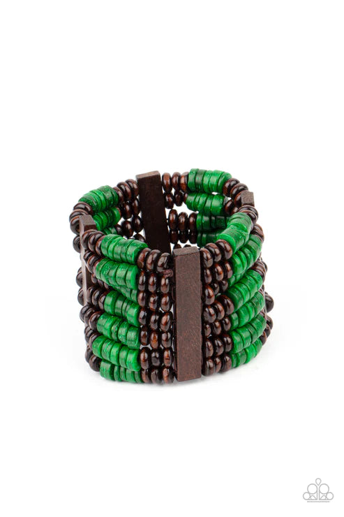 Paparazzi - Vacay Vogue - Green Bracelets  #1178