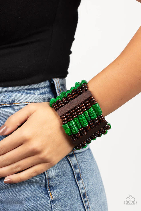 Paparazzi - Vacay Vogue - Green Bracelets  #1178