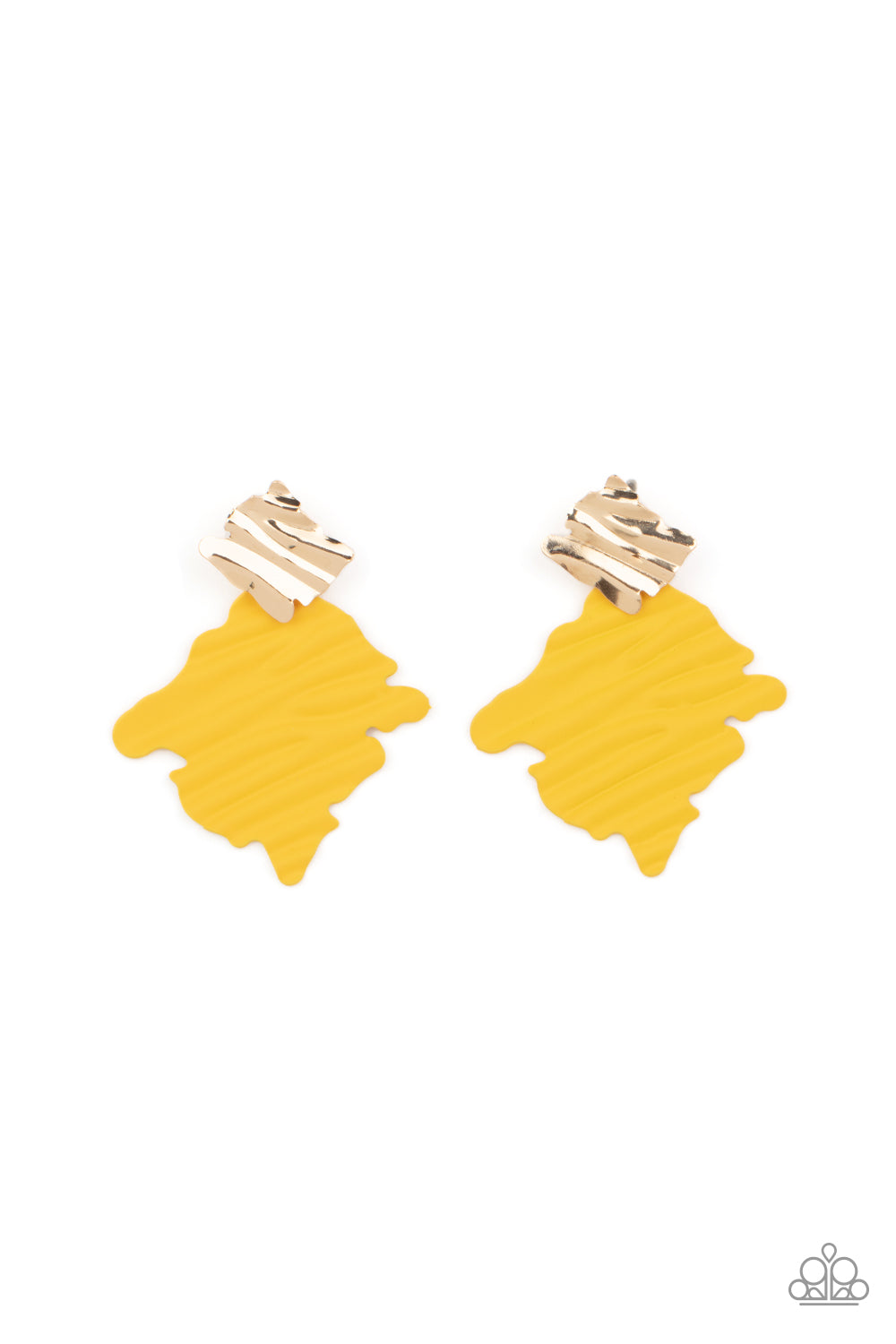 Paparazzi Accessories - Crimped Couture - Yellow Earrings  #0748