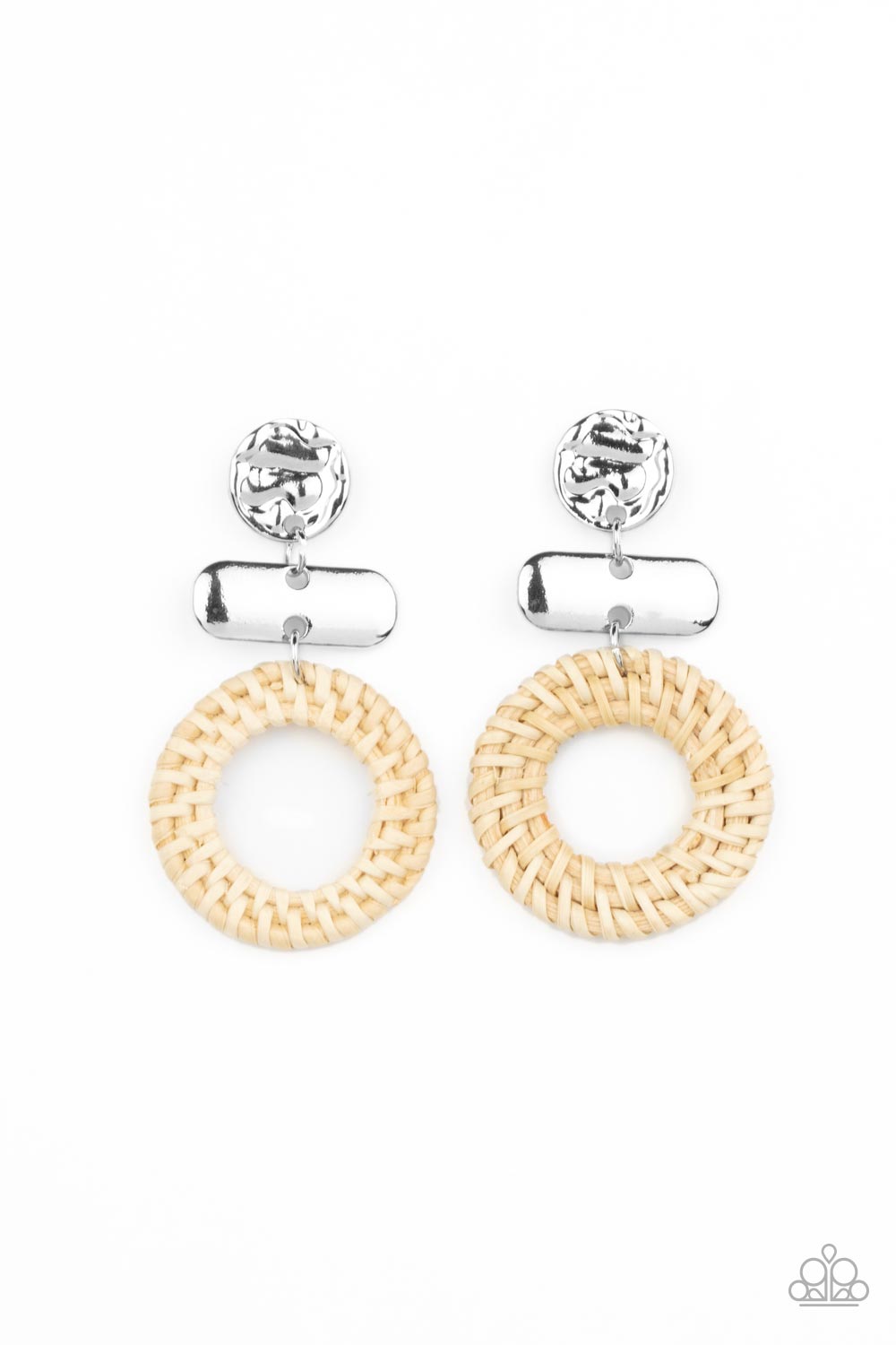 Paparazzi - Woven Whimsicality - White Earrings  #0931