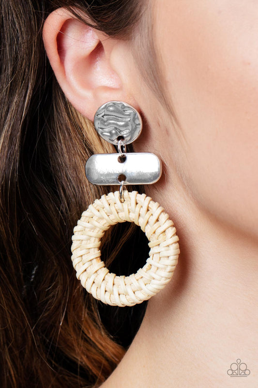 Paparazzi - Woven Whimsicality - White Earrings  #0931