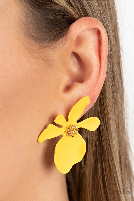 Paparazzi - Hawaiian Heiress - Yellow Earrings  #1743