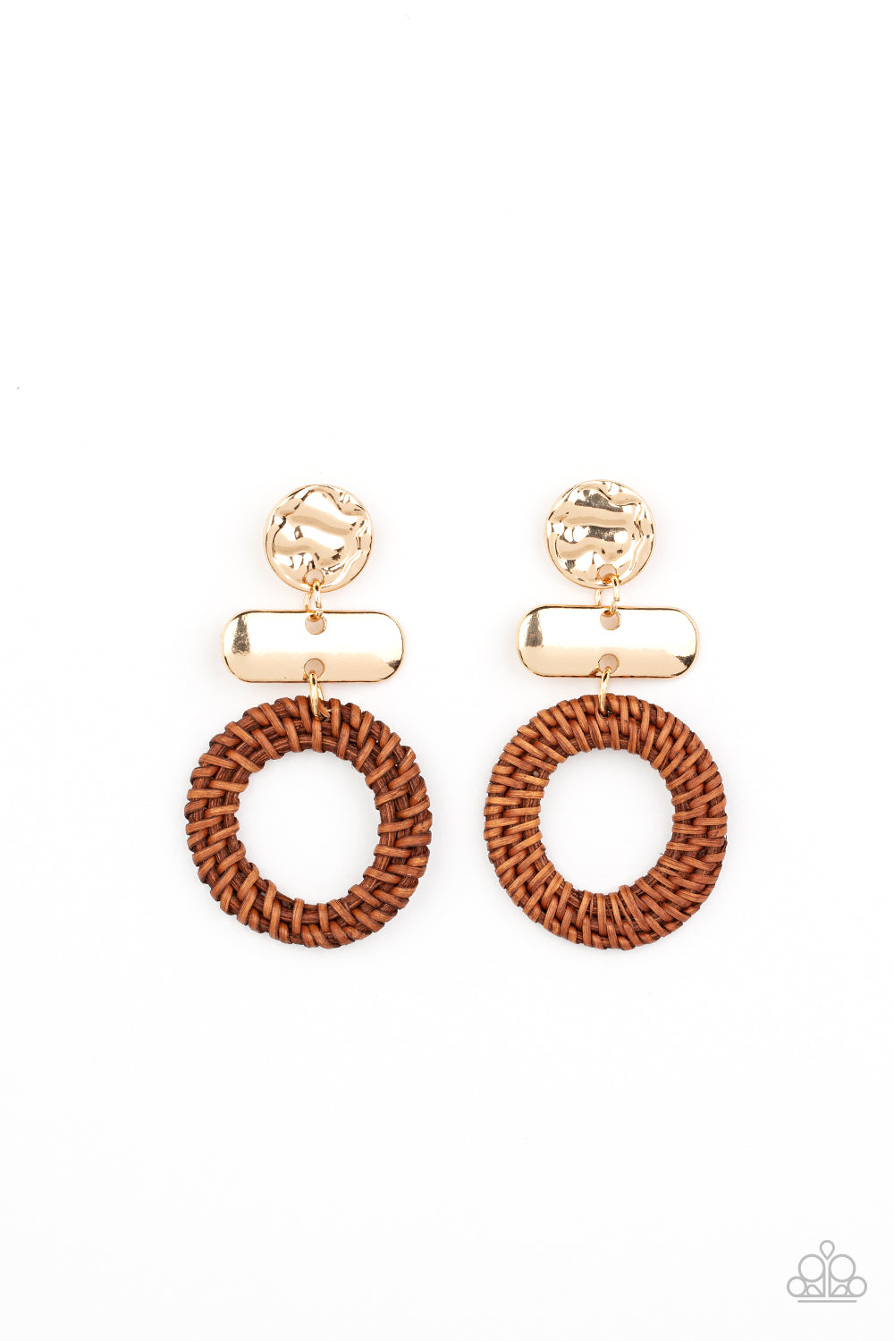 Paparazzi - Woven Whimsicality - Gold Earrings  #0867