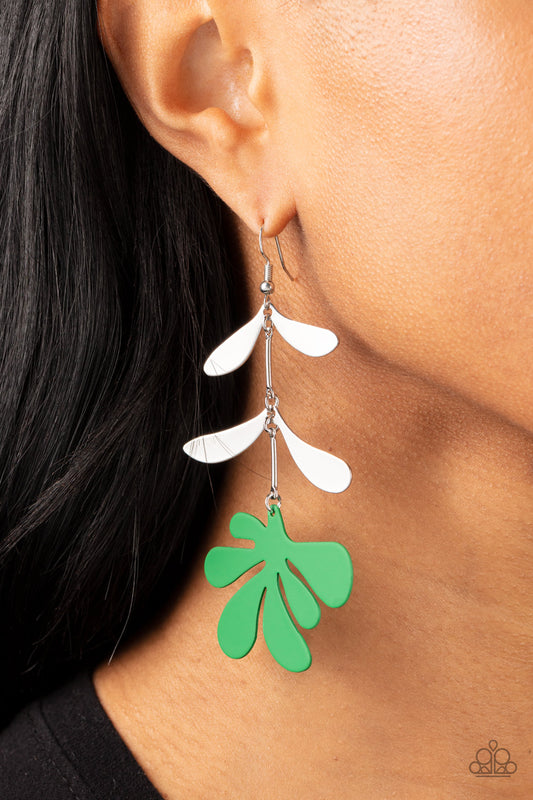 Paparazzi - Palm Beach Bonanza - Green Earrings  #1798