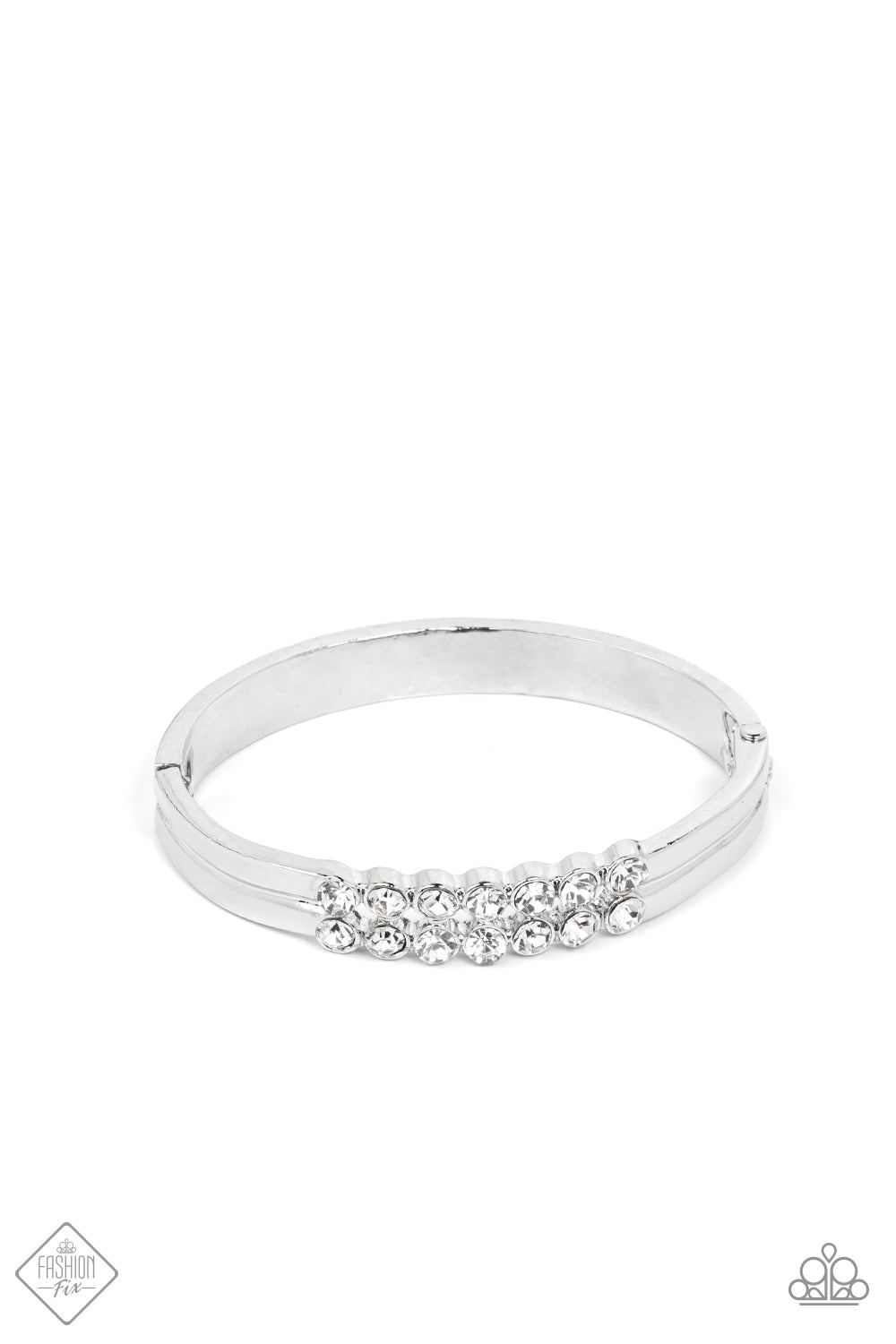 Paparazzi - Doubled Down Dazzle - White Bracelet #0586