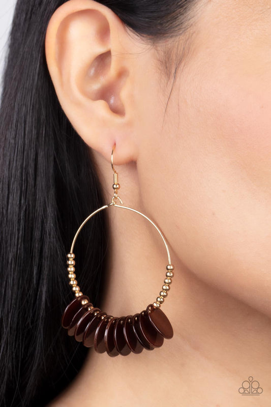 Paparazzi - Caribbean Cocktail - Brown Earrings #0858