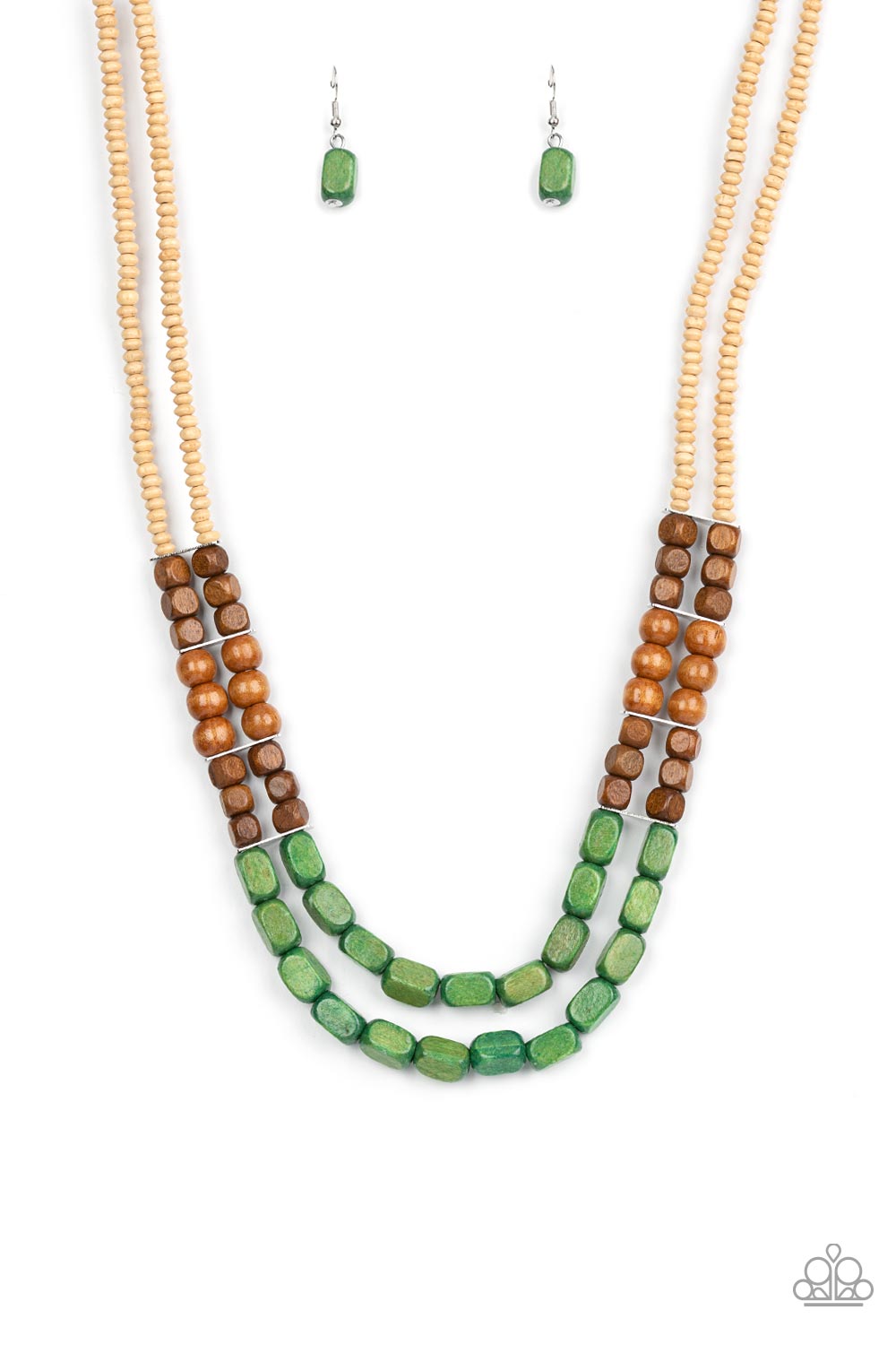 Paparazzi - Bermuda Bellhop - Green Necklace #1445