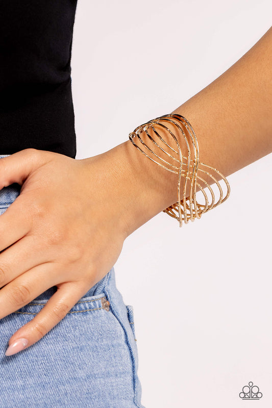 Paparazzi - WIRE Away - Gold Bracelet  #B159