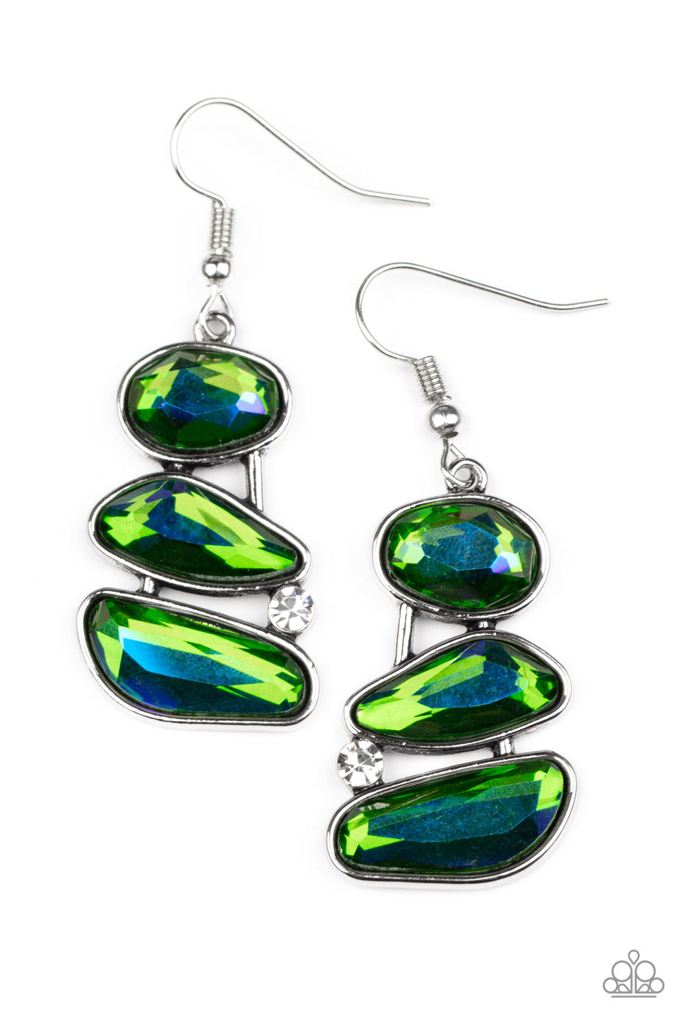 Paparazzi - Gem Galaxy - Green Earrings  #2027