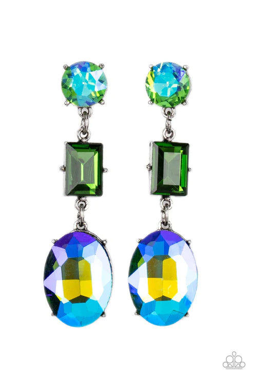 Paparazzi - Extra Envious - Green Earrings O/D #094