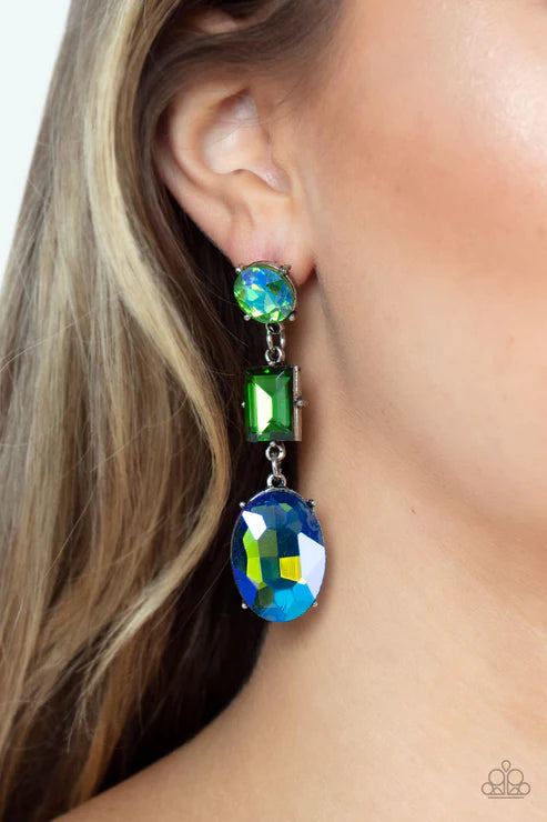 Paparazzi - Extra Envious - Green Earrings O/D #094