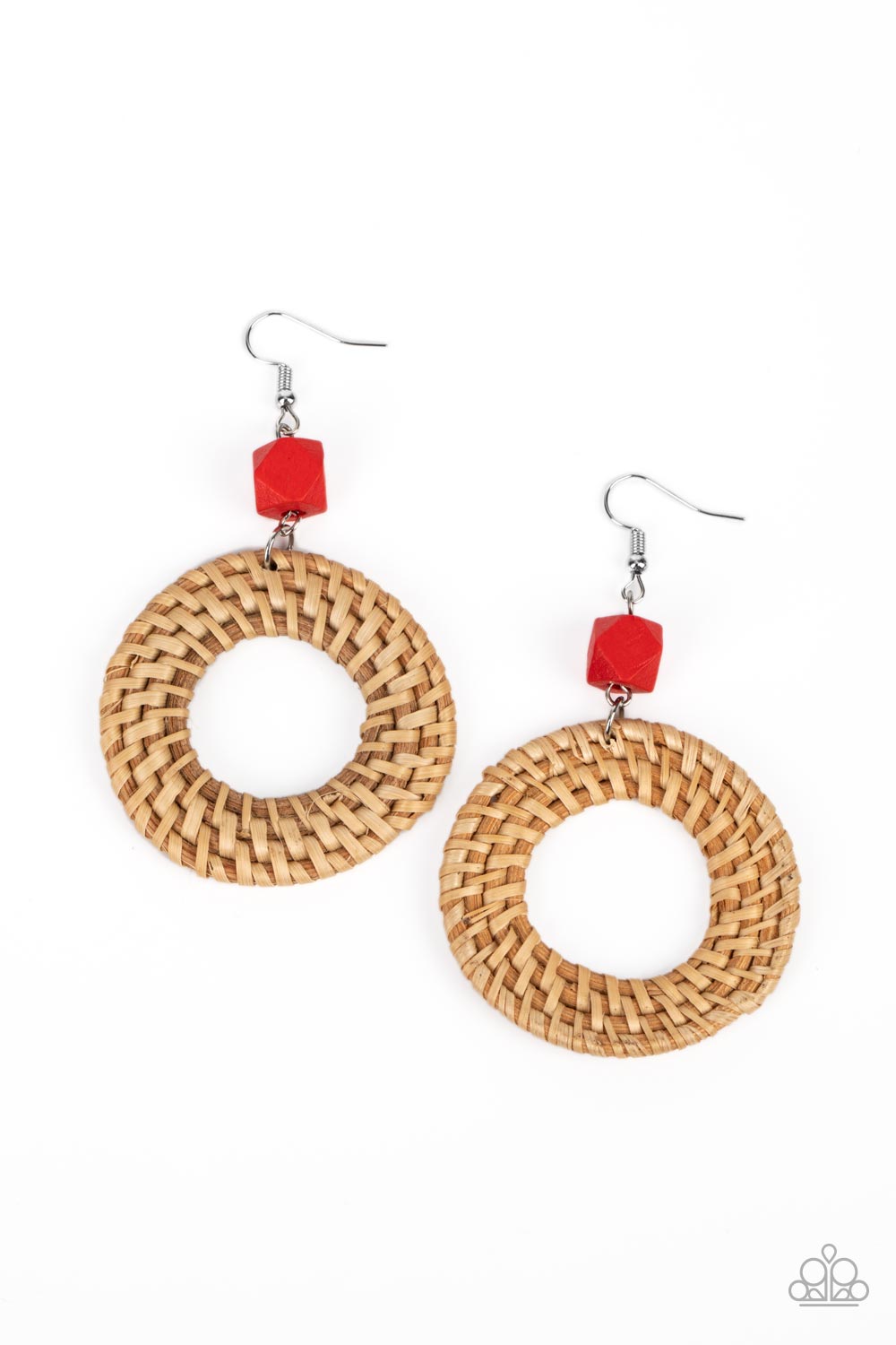 Paparazzi - Wildly Wicker - Red Earrings #1922